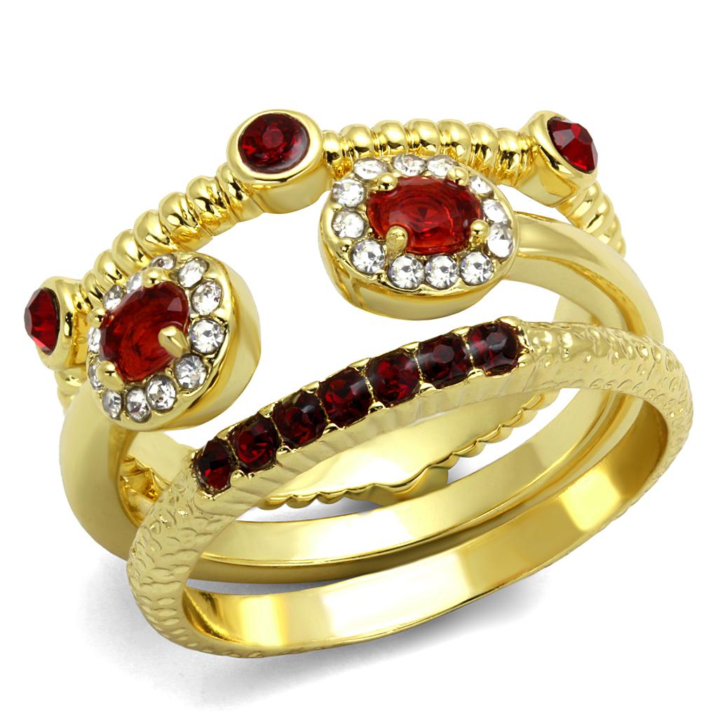 JCE4116 Gold Brass Ring with Top Grade Crystal in Siam