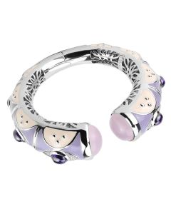 JCE4268 Rhodium Brass Bangle with Synthetic in Rose