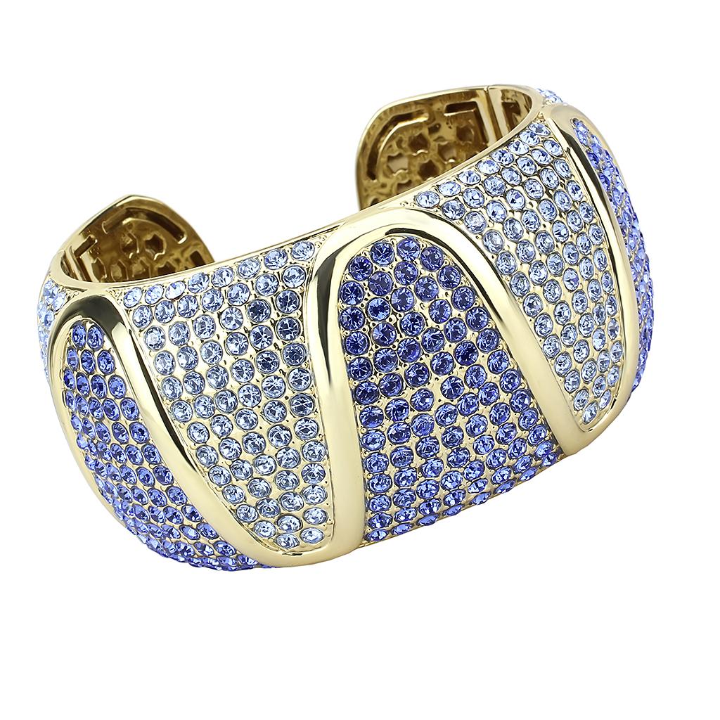 JCE4276 Gold Brass Bangle with Top Grade Crystal in Multi Color