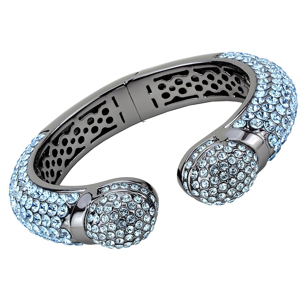JCE4289 TIN Cobalt Black Brass Bangle with Top Grade Crystal in Sea Blue