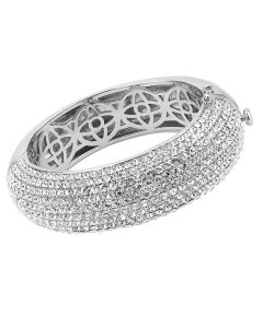 JCE4302 Rhodium Brass Bangle with Top Grade Crystal in Clear