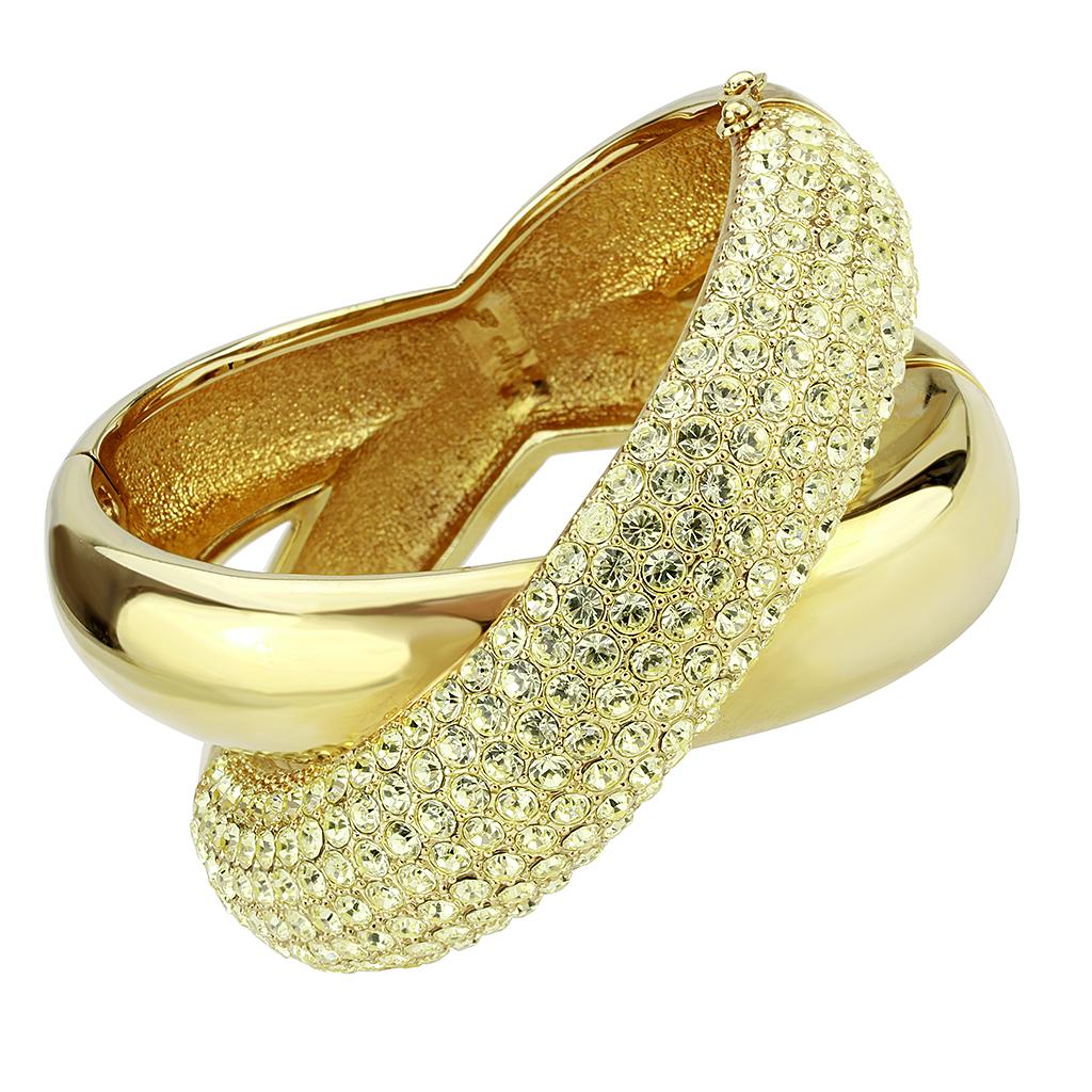 JCE4321 Gold Brass Bangle with Top Grade Crystal in Citrine Yellow