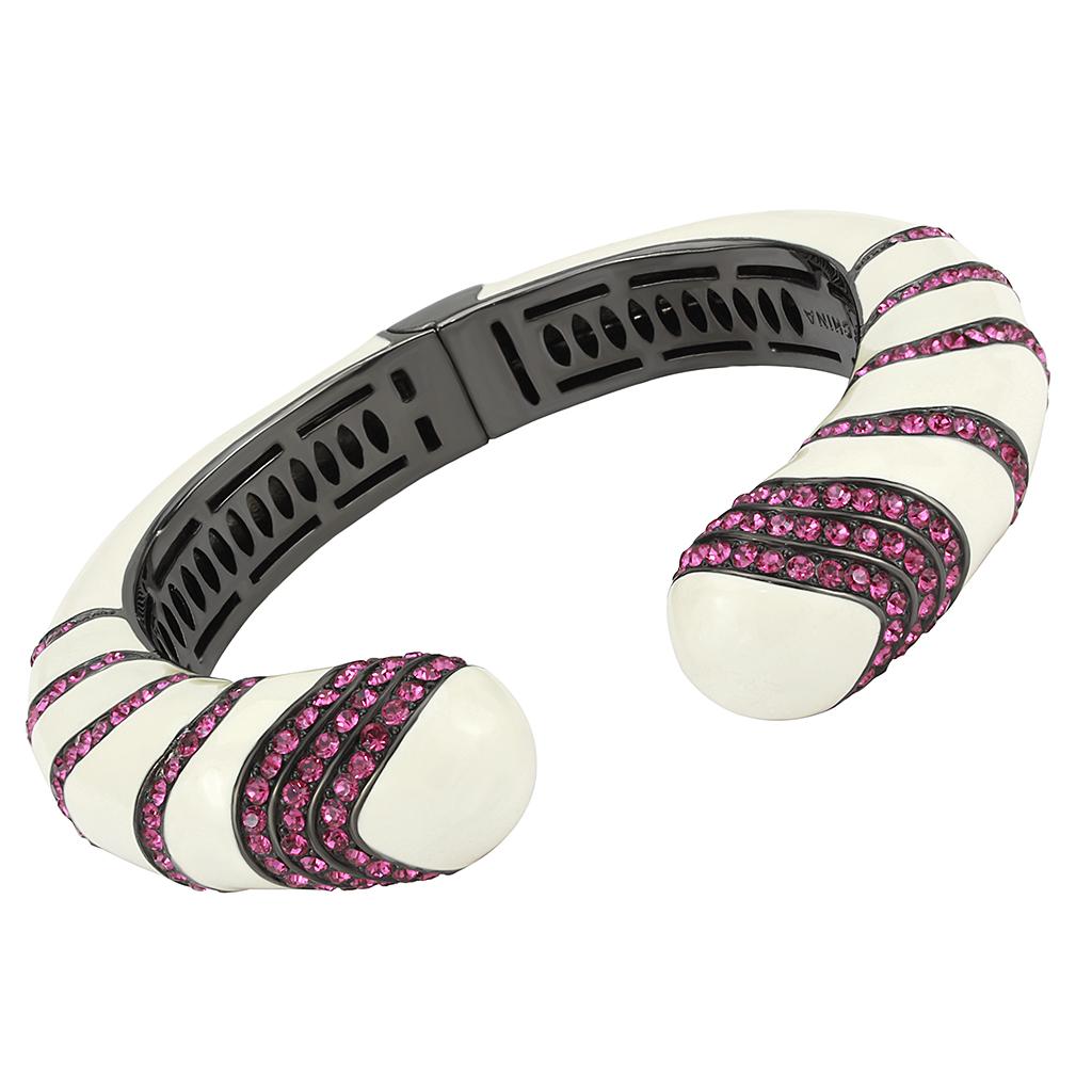 JCE4322 TIN Cobalt Black Brass Bangle with Top Grade Crystal in Fuchsia