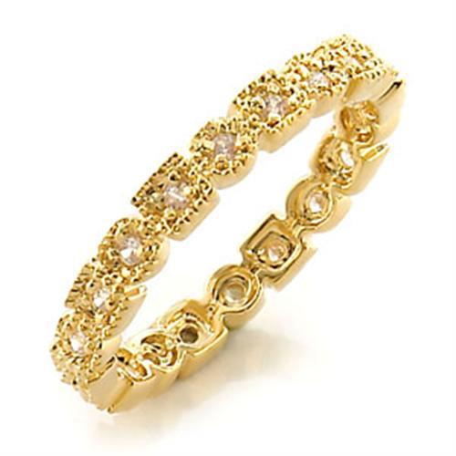 JCE450 Gold Brass Ring with AAA Grade CZ in Clear