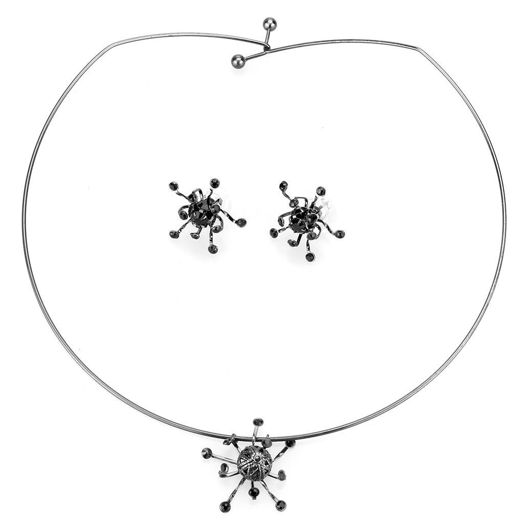 JCE4726 Ruthenium White Metal Jewelry Sets with Top Grade Crystal in Jet