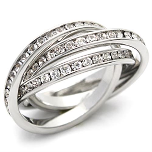 JCE823 Imitation Rhodium Brass Ring with Top Grade Crystal in Clear