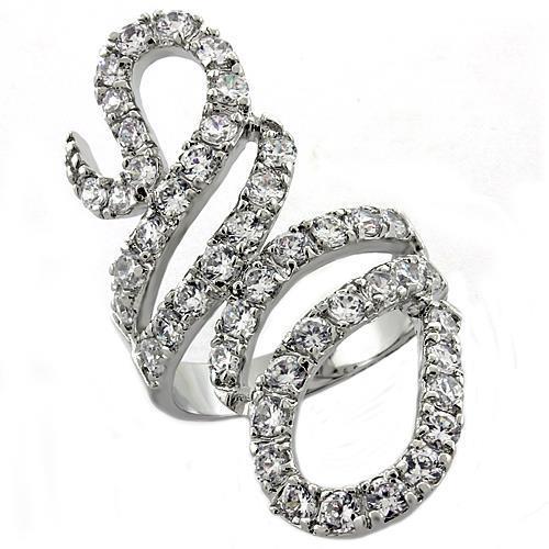 JCEA1014 Rhodium Brass Ring with AAA Grade CZ in Clear