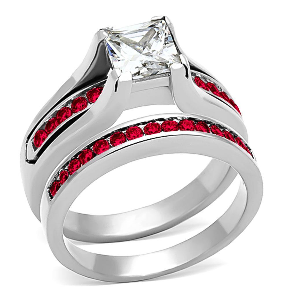 JCEA1362 High polished (no plating) Stainless Steel Ring with AAA Grade CZ in Multi Color