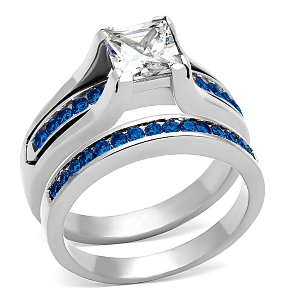 JCEA1363 High polished (no plating) Stainless Steel Ring with AAA Grade CZ in Multi Color