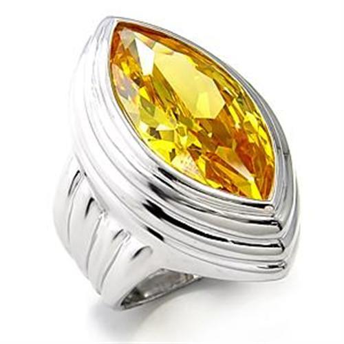 JCEA511 Rhodium 925 Sterling Silver Ring with AAA Grade CZ in Topaz
