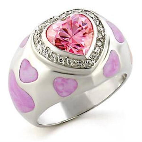 JCEA517 High-Polished 925 Sterling Silver Ring with AAA Grade CZ in Rose