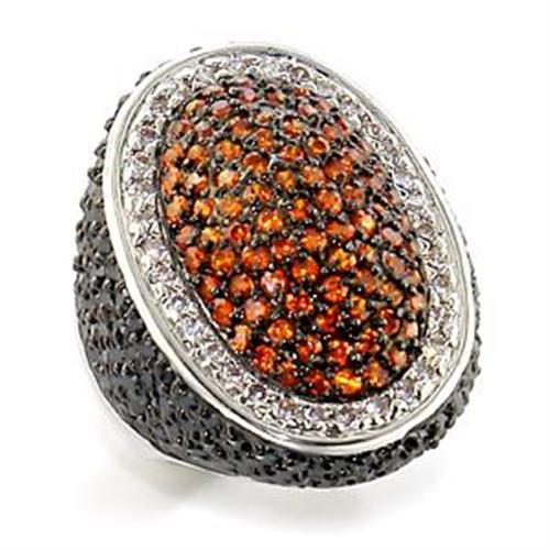 JCEA577 Rhodium + Ruthenium Brass Ring with AAA Grade CZ in Multi Color