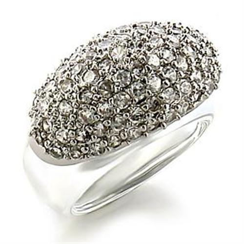JCEA578 Rhodium Brass Ring with AAA Grade CZ in Clear