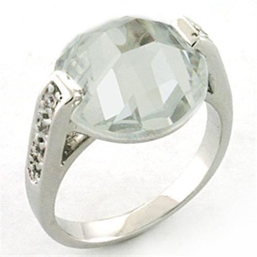 JCEA665 Rhodium Brass Ring with AAA Grade CZ in Clear
