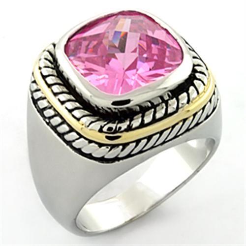 JCEA667 Rhodium Brass Ring with AAA Grade CZ in Rose