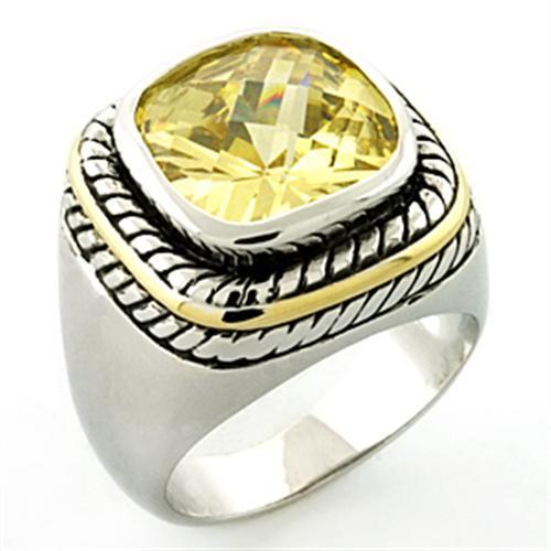 JCEA668 Rhodium Brass Ring with AAA Grade CZ in Citrine
