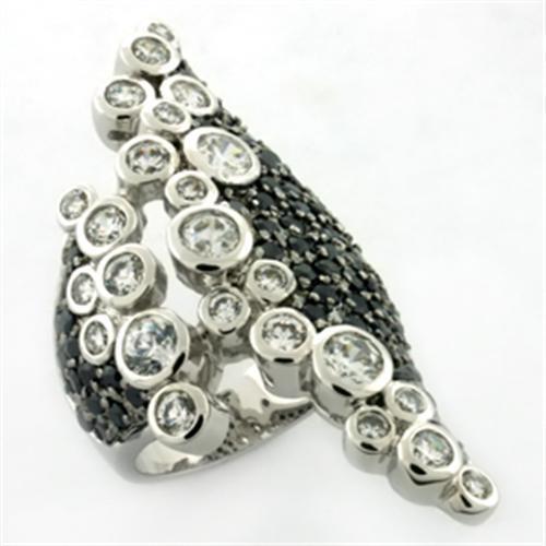 JCEA670 Rhodium Brass Ring with AAA Grade CZ in Multi Color