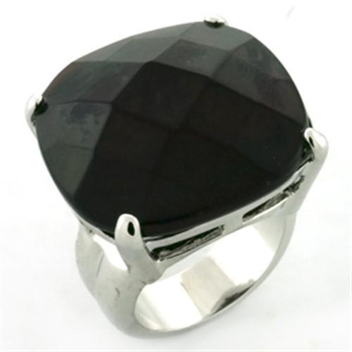 JCEA675 Rhodium Brass Ring with AAA Grade CZ in Garnet