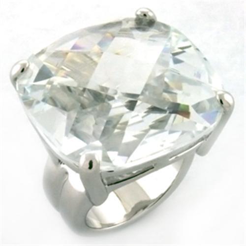 JCEA677 Rhodium Brass Ring with AAA Grade CZ in Clear