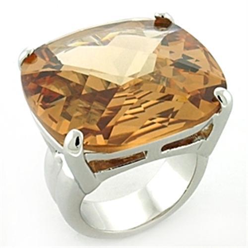 JCEA679 Rhodium Brass Ring with AAA Grade CZ in Topaz