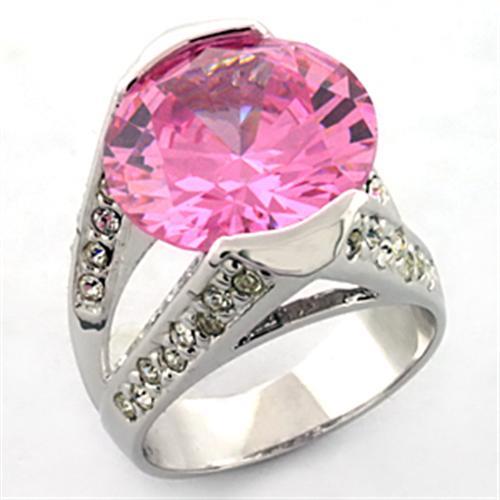 JCEA686 Rhodium Brass Ring with AAA Grade CZ in Rose