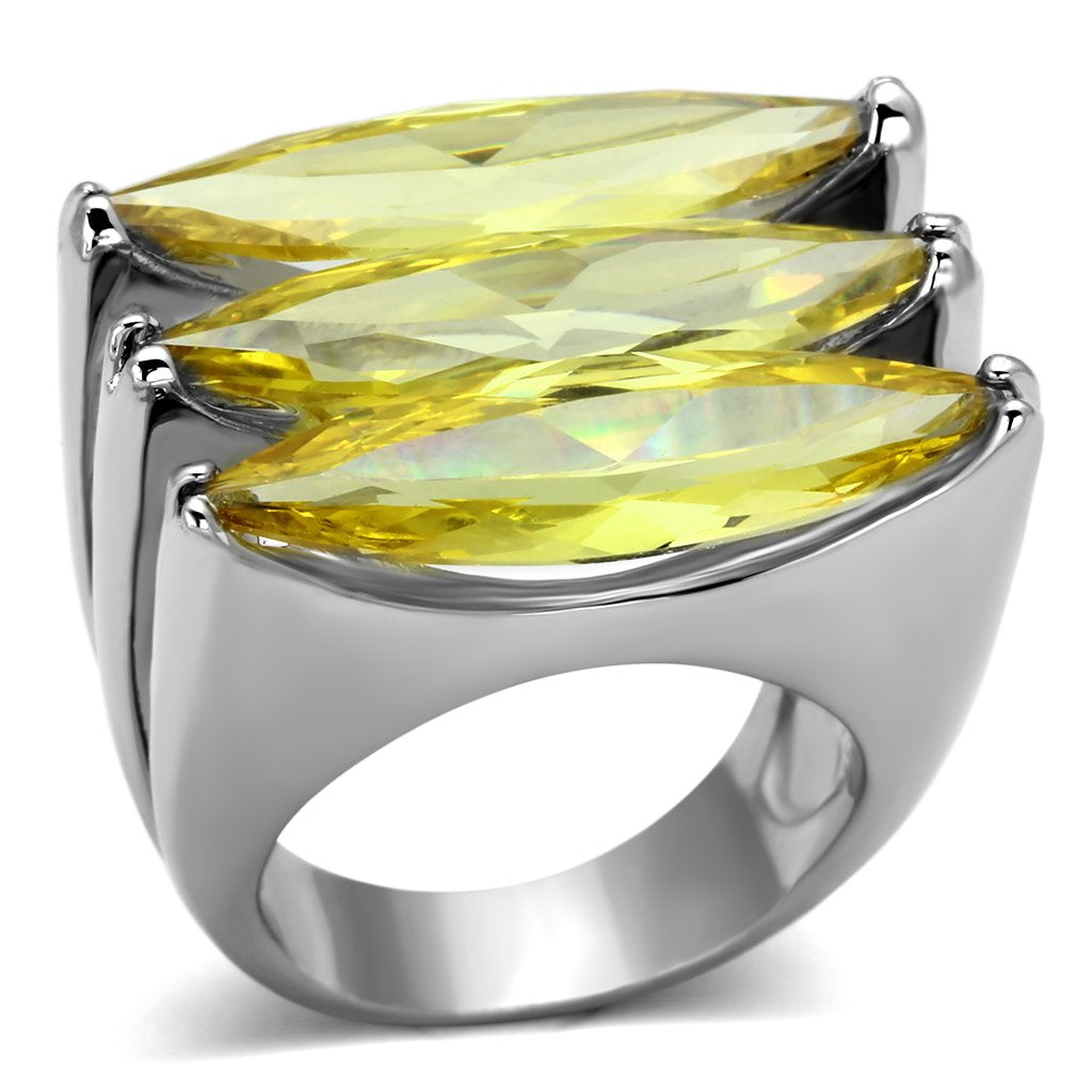 JCEA850 Rhodium Brass Ring with AAA Grade CZ in Topaz