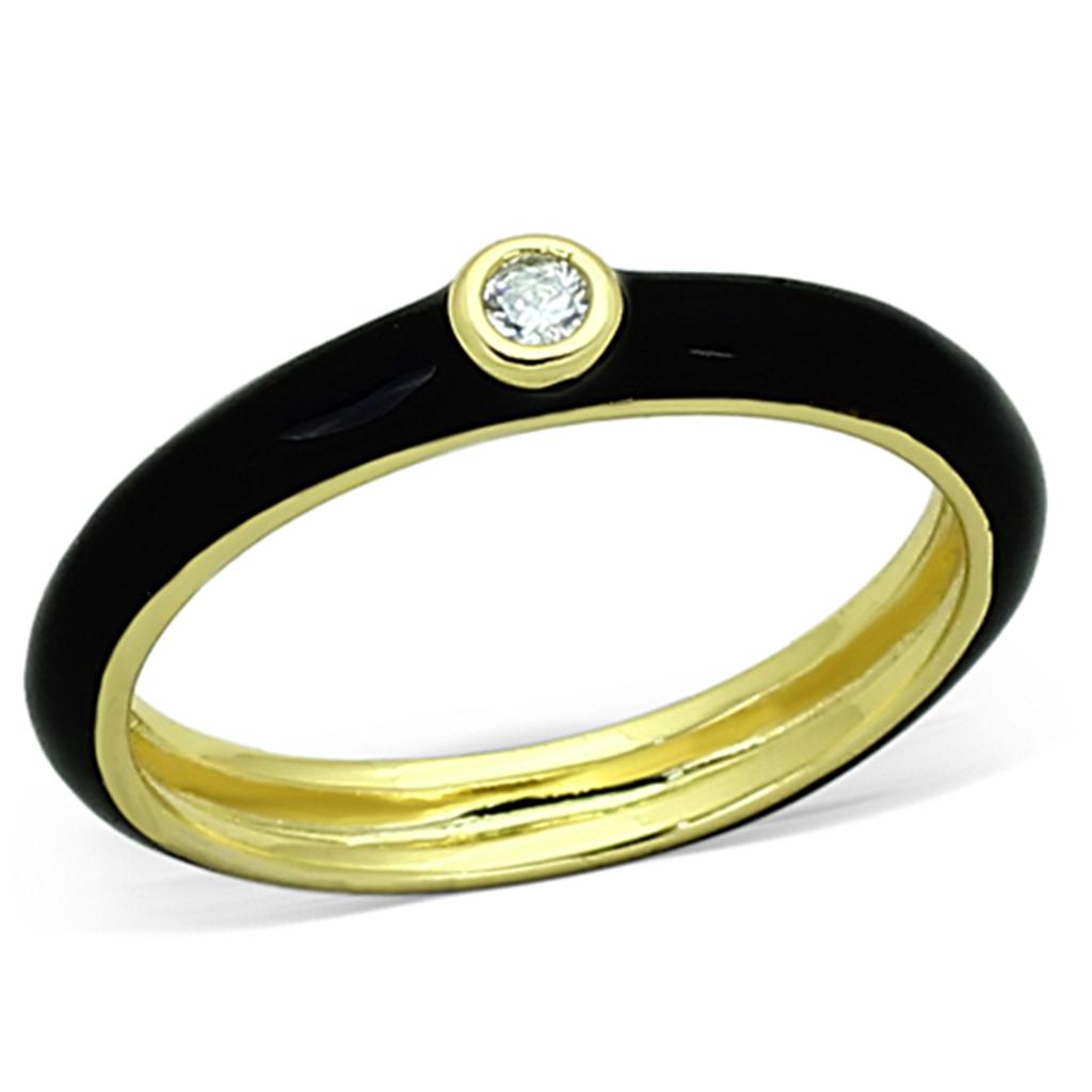 JCEA896 Gold Brass Ring with AAA Grade CZ in Clear
