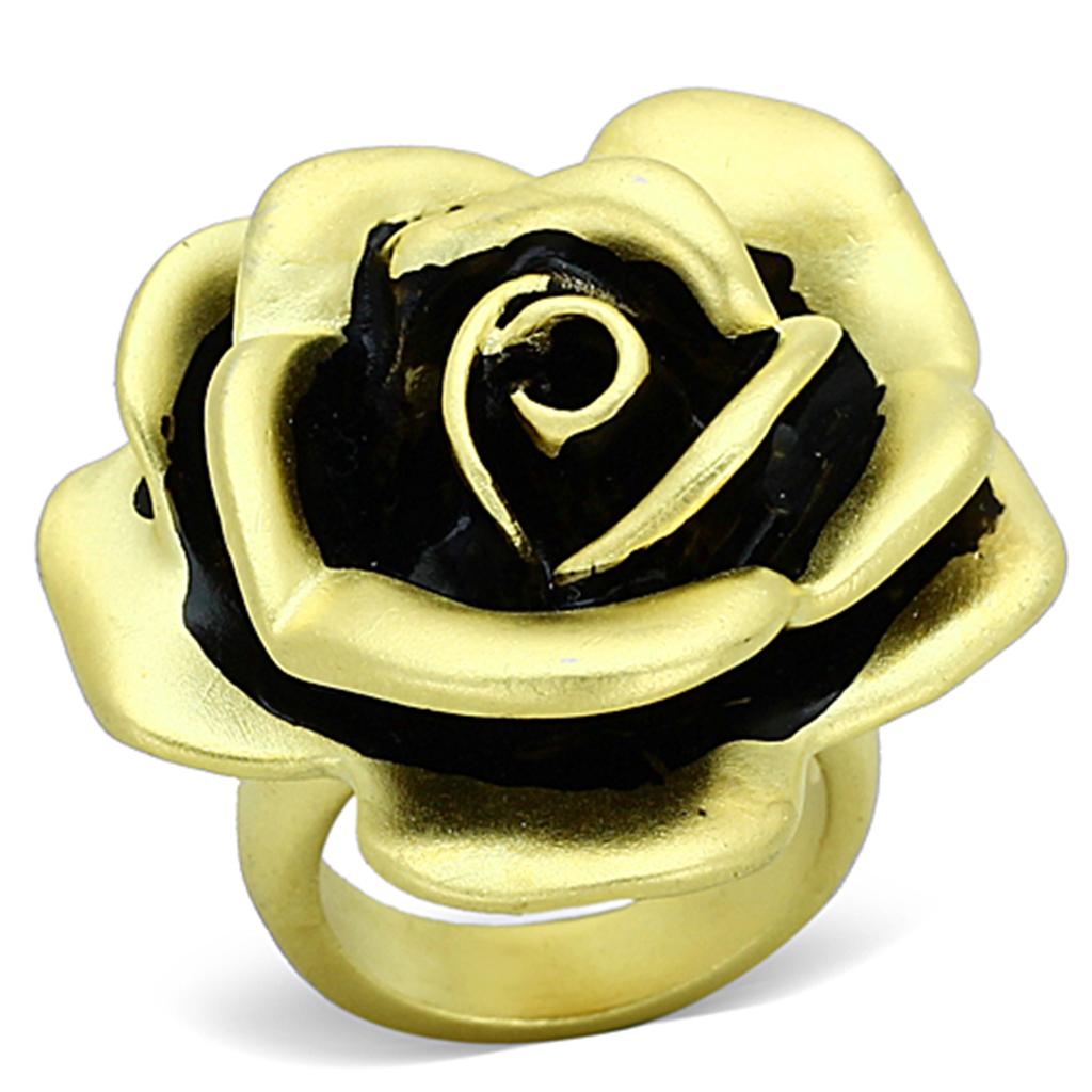 JCEA930 Matte Gold Brass Ring with Epoxy in Jet