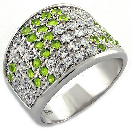 JCEAS1007 Rhodium 925 Sterling Silver Ring with AAA Grade CZ in Multi Color