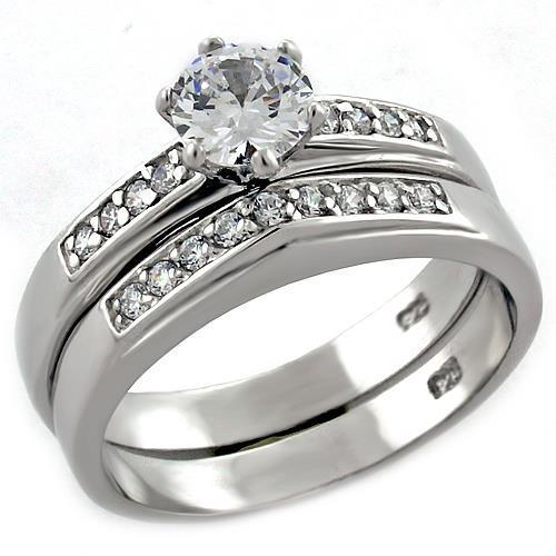 JCEAS1008 Rhodium 925 Sterling Silver Ring with AAA Grade CZ in Clear