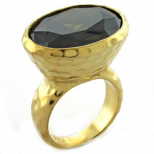 JCEAS1011 Gold 925 Sterling Silver Ring with AAA Grade CZ in Peridot