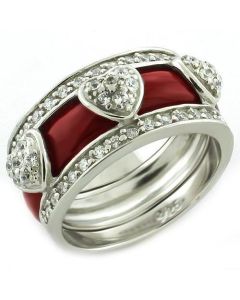 JCEAS1012 Rhodium 925 Sterling Silver Ring with AAA Grade CZ in Clear