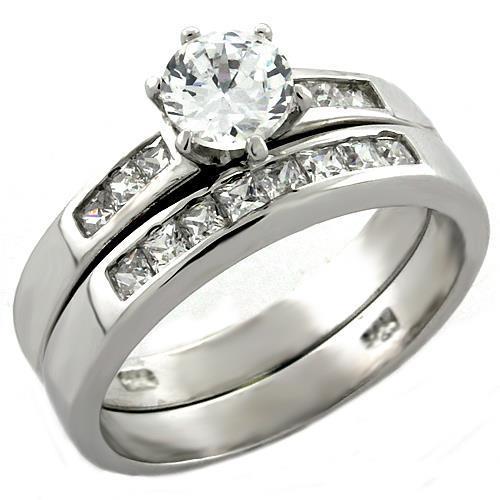 JCEAS1025 Rhodium 925 Sterling Silver Ring with AAA Grade CZ in Clear