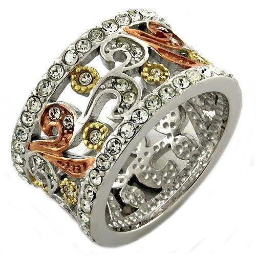 JCEAS1032 Rhodium 925 Sterling Silver Ring with Top Grade Crystal in Multi Color