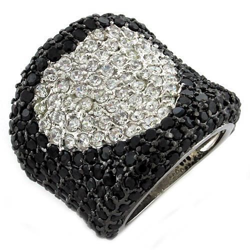 JCEAS1036 Rhodium 925 Sterling Silver Ring with AAA Grade CZ in Multi Color