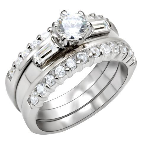 JCEAS1040 High-Polished 925 Sterling Silver Ring with AAA Grade CZ in Clear