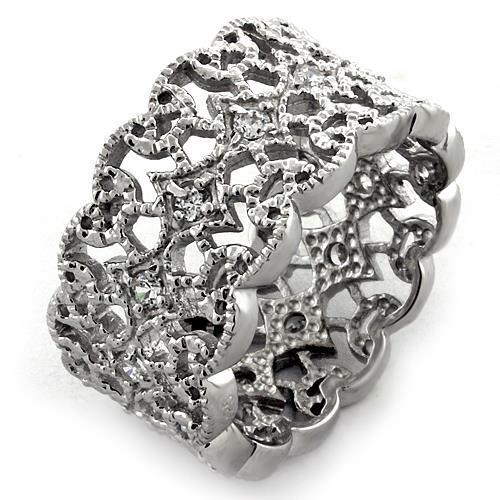 JCEAS1051 Rhodium 925 Sterling Silver Ring with AAA Grade CZ in Clear
