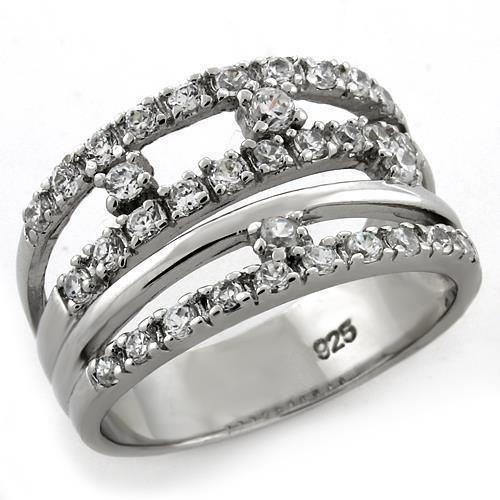 JCEAS1093 Rhodium 925 Sterling Silver Ring with AAA Grade CZ in Clear