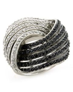 JCEAS1097 Rhodium + Ruthenium 925 Sterling Silver Ring with AAA Grade CZ in Multi Color