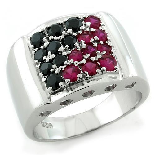 JCEAS1103 Rhodium 925 Sterling Silver Ring with AAA Grade CZ in Multi Color