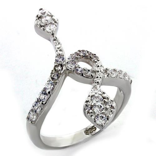 JCEAS1107 High-Polished 925 Sterling Silver Ring with AAA Grade CZ in Clear