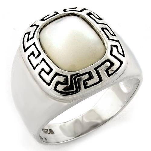 JCEAS1108 High-Polished 925 Sterling Silver Ring with Precious Stone Conch in White