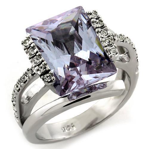 JCEAS1124 Rhodium 925 Sterling Silver Ring with AAA Grade CZ in Light Amethyst