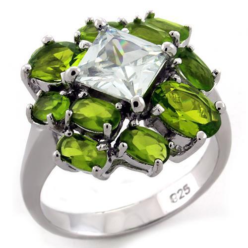JCEAS1130 Rhodium 925 Sterling Silver Ring with AAA Grade CZ in Clear