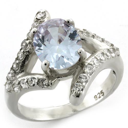 JCEAS1135 High-Polished 925 Sterling Silver Ring with AAA Grade CZ in Light Amethyst