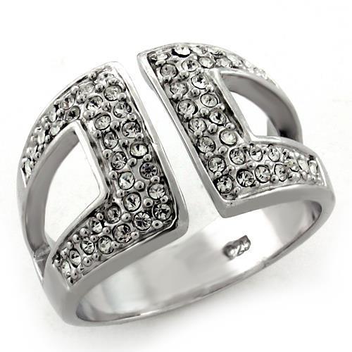 JCEAS1137 Rhodium 925 Sterling Silver Ring with Top Grade Crystal in Clear