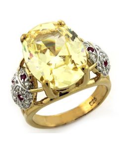 JCEAS1143 Gold 925 Sterling Silver Ring with AAA Grade CZ in Citrine