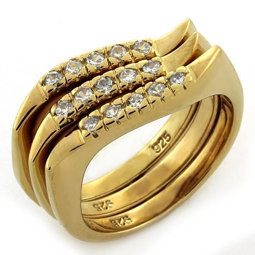JCEAS1150 Gold 925 Sterling Silver Ring with AAA Grade CZ in Clear