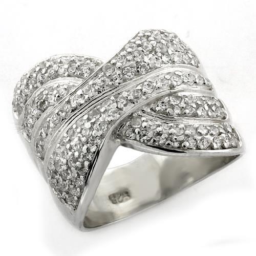 JCEAS1154 High-Polished 925 Sterling Silver Ring with AAA Grade CZ in Clear