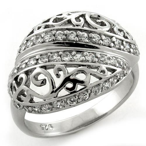 JCEAS1174 Rhodium 925 Sterling Silver Ring with AAA Grade CZ in Clear